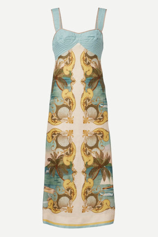 Farm Rio Sleeveless Maxi Dress, Royal Sea Multicolor - Monkee's of the Monkee's of the Village Farm Rio Sleeveless Maxi Dress, Royal Sea Multicolor - Monkee's of the Monkee's of the Village