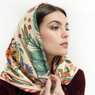 Two's Company Magic India Beige Square Scarf TWO'S COMPANY
