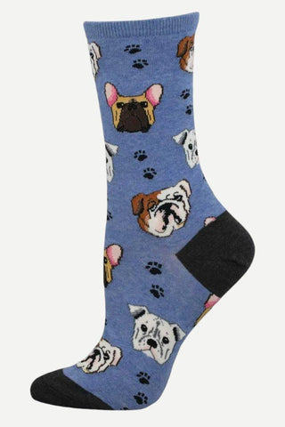 SockSmith Bully Mugs Womens Socks, Blue Heather Bulldogs