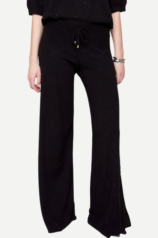 Renuar Sparkle Yarn Wide Leg Knit Pant, Black