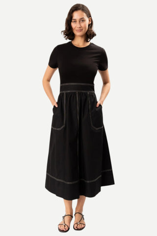 Elliott Lauren In Stitches, Knit Woven Combo Dress, Black Elliott Lauren