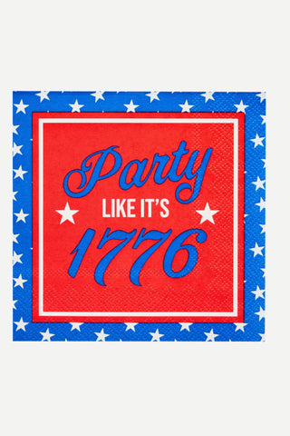 Sophistiplate Cocktail Napkins, 5", 3-Ply, 26/pk, Party in the USA
