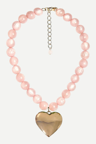Lisi Lerch Dottie Heart Acrylic Necklace, Pink
