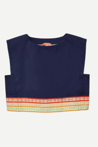 Brooks Ave Walker Boxy Crop Top, Painter's Garden Navy