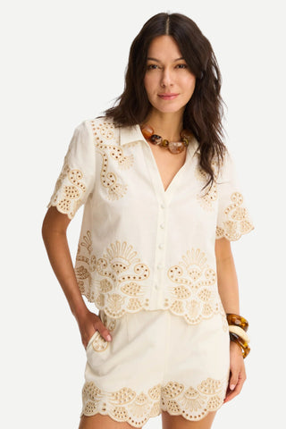 Allison Eleanor Top, Off-White/Sand