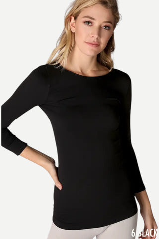 NIKIBIKI 3/4 Sleeve Crew Neck Top, Black