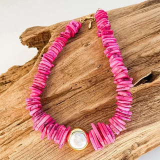 Virtue Jewelry Design The Sariah Necklace, Hot Pink / Circle