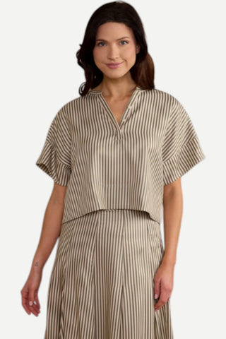 Thomas & Lourdes London Top, Olive Grove Stripe