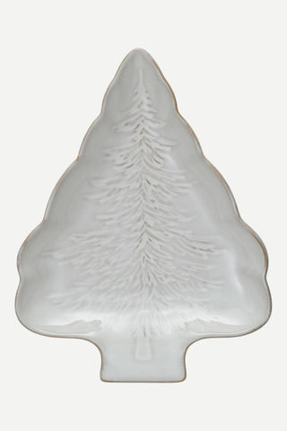 Creative Co-op Stoneware Tree Shaped Plate w/ Tree Design