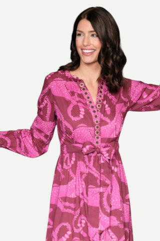 Sheridan French Britt Dress - Merlot Lynx