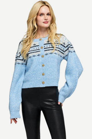 Generation LOVE Hilda Fairisle Cardigan, Light Blue