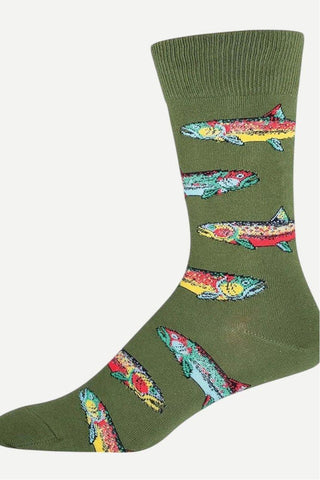 SockSmith Mens Trout Socks, Parrot Green
