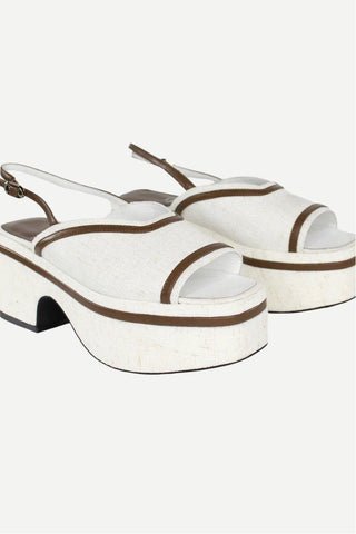 Jeffrey Campbell Radiate Platform Sandal, Cream Canvas Brown