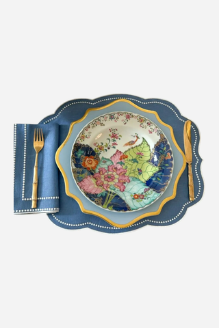 Don Lino Border Dots Placemat, Blue