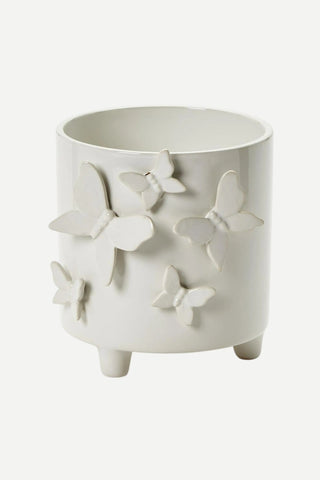 Two's Company, Butterfly Footed Cachepot w/ Sculpted Butterflies