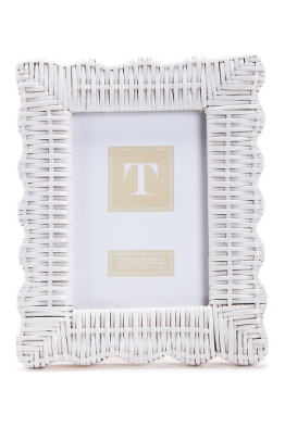 Two's Company White Wicker Weave Frame, 5x7