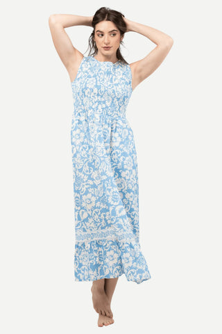 Beau And Ro Margot Dress, Flore Blue