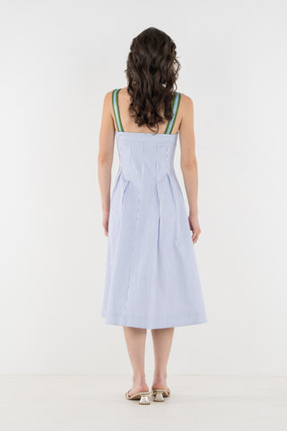 Emily McCarthy Constance Midi Dress, Grapemist Stripe