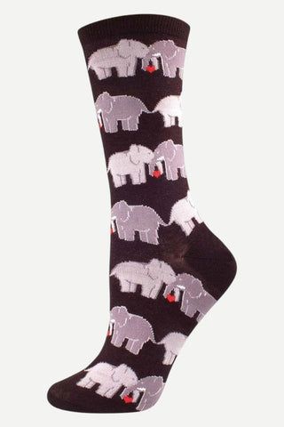 SockSmith Elephant Love Womens Socks, Black