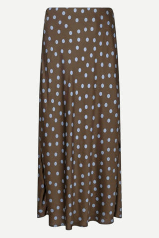 Esqualo Polka Dot Print Skirt, Chocolate and Blue Dot