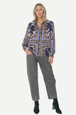 West Of. Nadia Shirt, Fleur Scarf Print