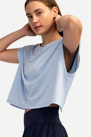 Rae Mode Viscose Modal Open Back Top, Blue Mist Brooks Ave