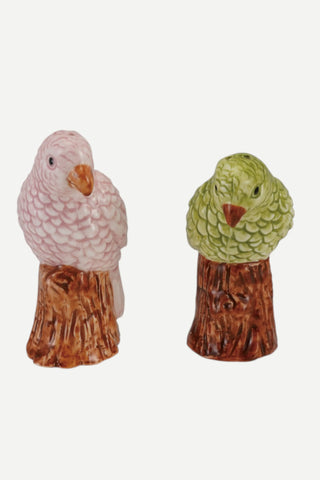 Creative Co-Op Hand-Painted Stoneware Parrot Shaped Salt & Pepper Shakers, Set of 2