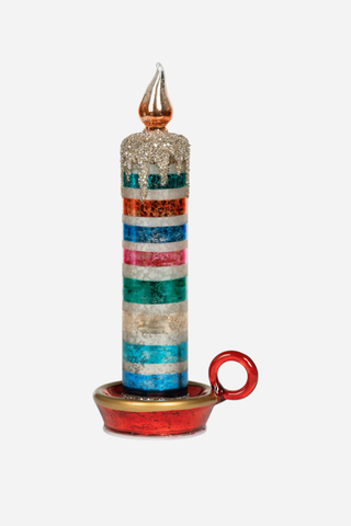 Park Hill Collection Retro Stripe Glass Tabletop Candle, 10.5"