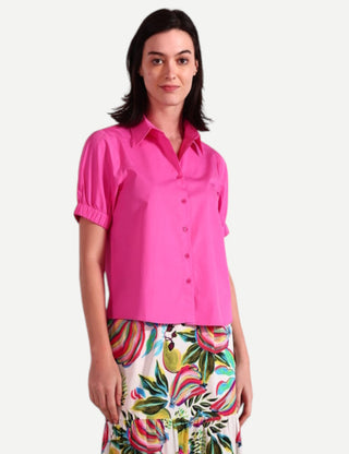 Maude Clover Elastic Sleeve Top, Rose Pink