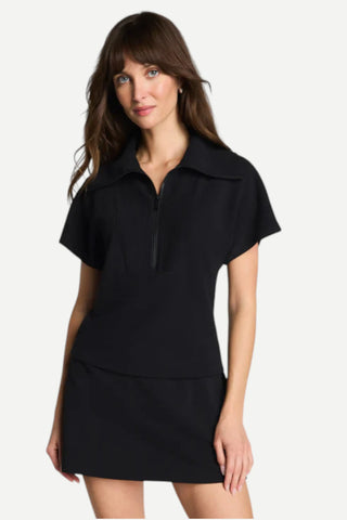 Spanx French Rib Half Zip, Very Black