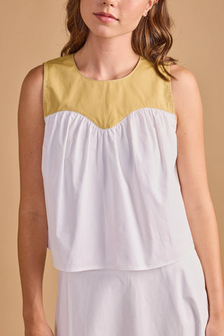 Thomas & Lourdes Alaiya Colorblock Sleeveless Top, White & Yellow Thomas & Lourdes
