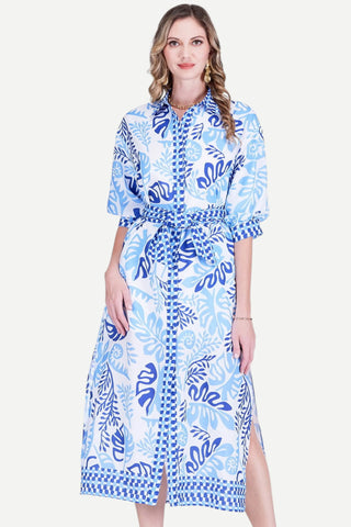 Jade Maxi Shirt Dress, Lagoon Leaf JADE