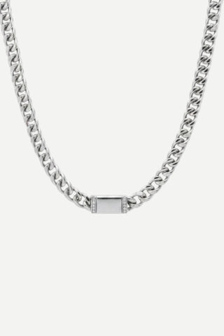 Allison Avery Engravable Cuban ID Chain, Silver