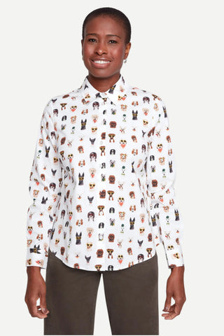 Renuar Woven Blouse, Creme Multi Pups