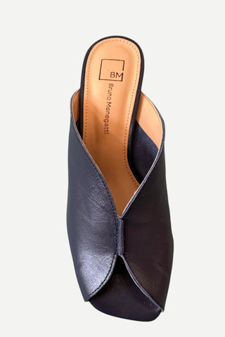 Bruno Menegatti Sophie Slide Leather Sandal, Navy Bruno Menegatti