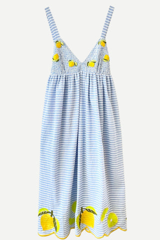 CLC Frankie Dress, Blue & White Stripe Lemons