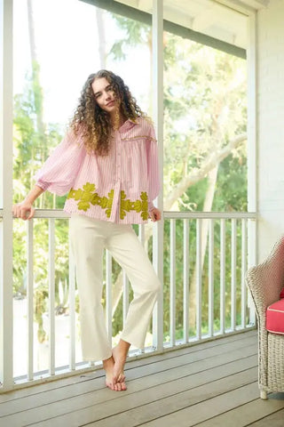 Brooks Ave Frankie Blouse, Pink Stripe Brooks Ave