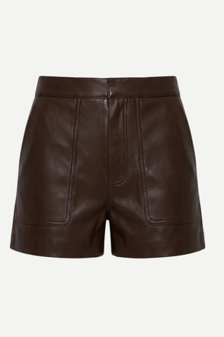 Allison Elijah Leather Shorts, Espresso
