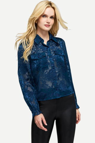 Generation LOVE Priya Floral Burn-Out Blouse, Peacock