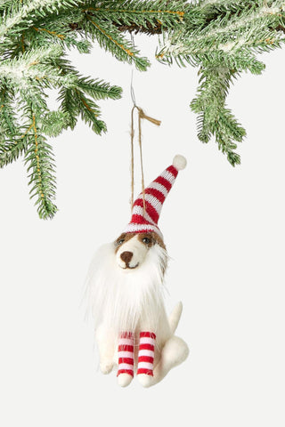 Twos Company, Deck The Paws Dog Christmas Ornament, Striped Sox
