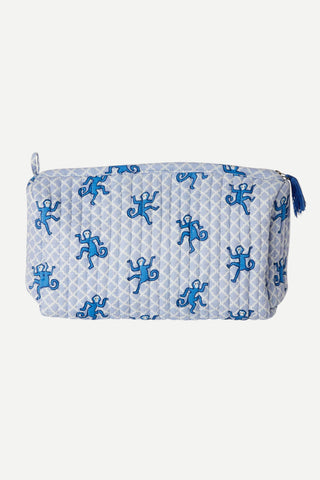 Two's Company Monkey Print Pouches, Large Blue