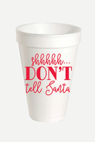Rosanne Beck Styrofoam Cup, Red Shhhh… Don't Tell Santa!, Set of 10