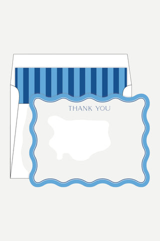 Rosanne Beck Collections Die-Cut Flat, Wave Thank You Blue Stripes