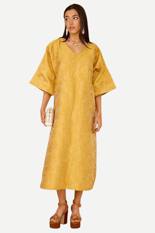 Tela Luxury Mercantile The Chloe Kaftan Tunic, Golden Yellow