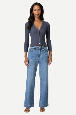 Paige Denim Anessa 31" W/ Braided Pocket Edge Denim Pant, Encino Wash