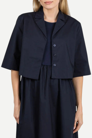 Elliott Lauren Double Up, Button Front Crop Jacket, Navy Elliott Lauren