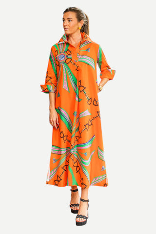 House of MBR Estate Orange Long Shirt Dress