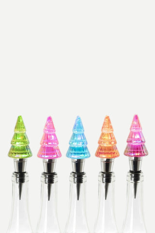 180 Degree Lit Tree Glass Bottle Stoppers, Assorted Colors