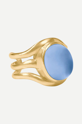 Julie Vos Wave Stone Ring, Iridescent Chalcedony Blue Size 7