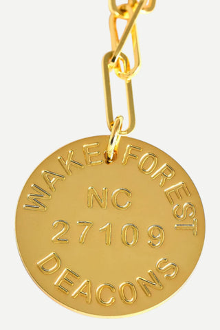 Lisi Lerch College Tag Charm Necklace 18K Gold Plated Paper Clip Chain, Wake Forest